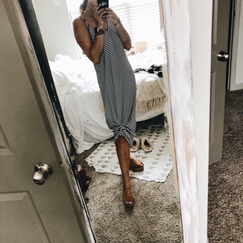 Striped stretchy maxi dress